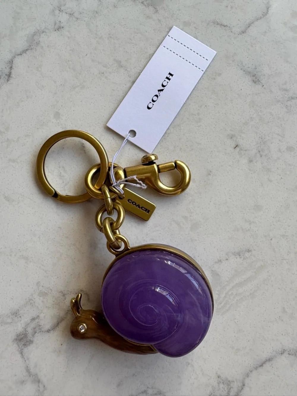 COACH Purple Multi Snail Charm Key & Card Holder Accent